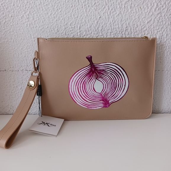 NWT KILESA Don Alfonso Made in Italy leather wristlet 10.5" x 8" - Picture 1 of 14